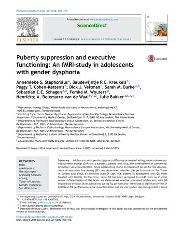 Puberty suppression and executive functioning: An fMRI-study in adolescents with gender dysphoria