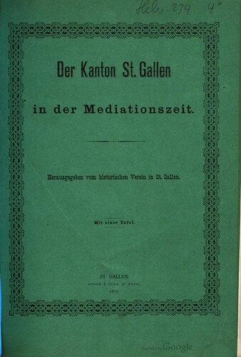 Der Kanton St. Gallen in der Mediationszeit