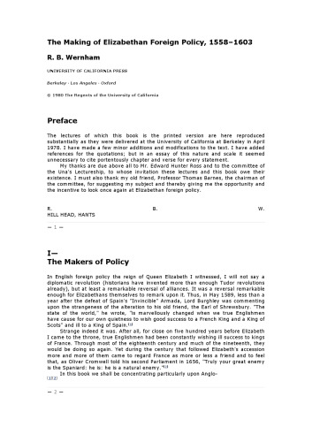 The Making of Elizabethan Foreign Policy, 1558-1603 (Una's Lectures)