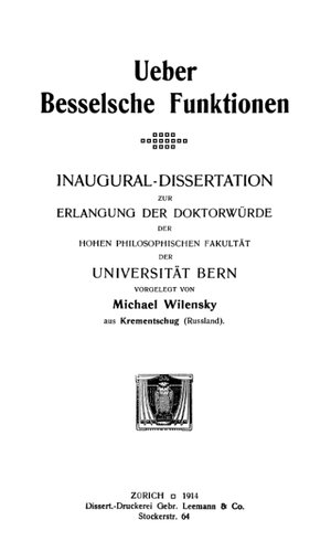 Ueber Besselsche Funktionen