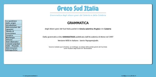 GRAMMATICA degli idiomi greci del Sud Italia parlati in Grecìa salentina (Puglia) e in Calabria