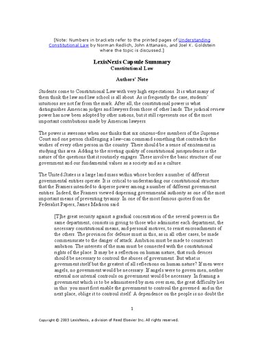 Constitutional Law - LexisNexis Capsule Summary