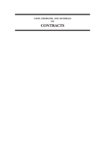 Cases, Problems, and Materials on Contracts