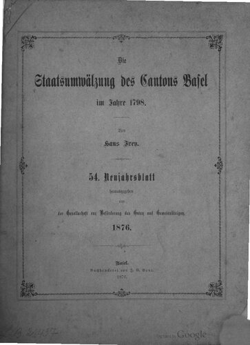 Die Staatsumwälzung des Cantons [Kantons] Basel im Jahre 1798