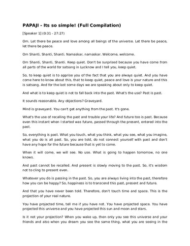 Papaji - it is so simple -- Nothing Ever Happened Volume 1: Papaji Biography