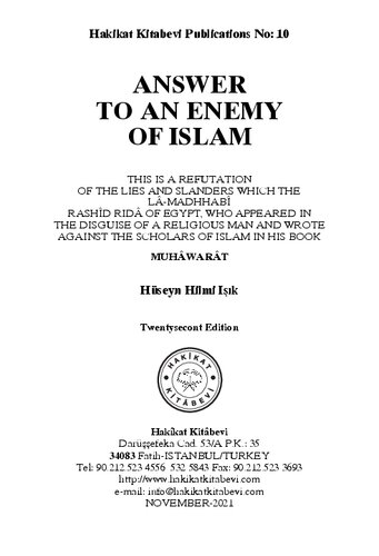 ANSWER TO AN ENEMY OF ISLAM