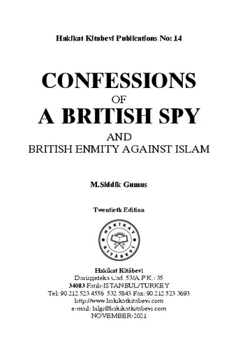 CONFESSIONS OF A BRITISH SPY AND BRITISH ENMITY AGAINST ISLAM