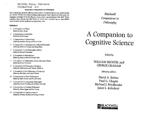 A Companion to Cognitive Science Part 1: The Life of Cognitive Science