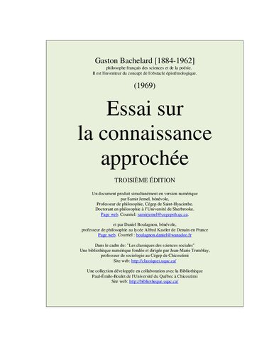 Essai sur la connaissance approchée