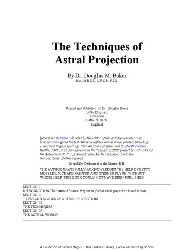 The techniques of astral projection