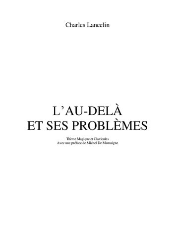 L'au-delà et ses problèmes. Thème magique et clavicules