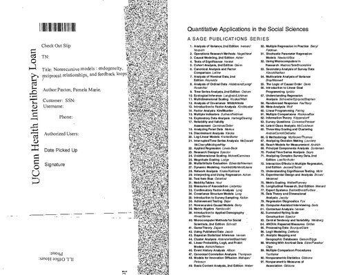 Nonrecursive models : endogeneity, reciprocal relationships, and feedback loops