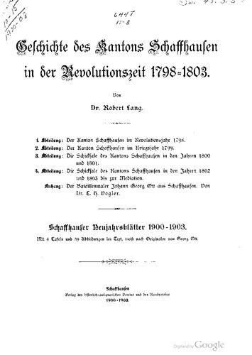 Geschichte des Kantons Schaffhausen in der Revolutionszeit 1798-1803