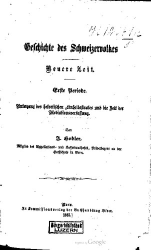 Geschichte des Schweizervolkes. Neuere Zeit