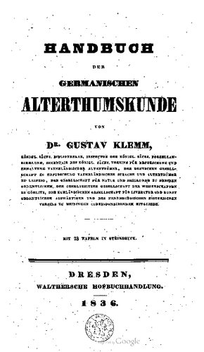 Handbuch Der Germanischen Alterthumskunde