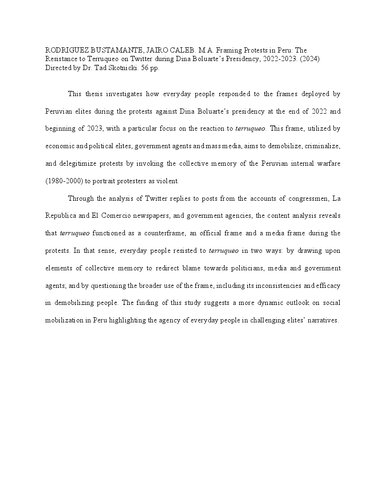 Framing Protests in Peru: The Resistance to Terruqueo on Twitter during Dina Boluarte’s Presidency, 2022-2023