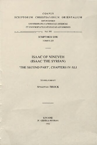 Isaac of Nineveh (Isaac the Syrian): The Second Part, Chapters 4-41