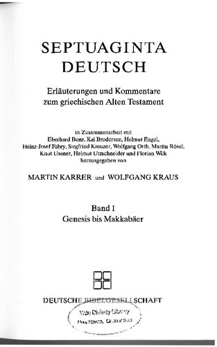 Septuaginta Deutsch: Erläuterungen und Kommentare