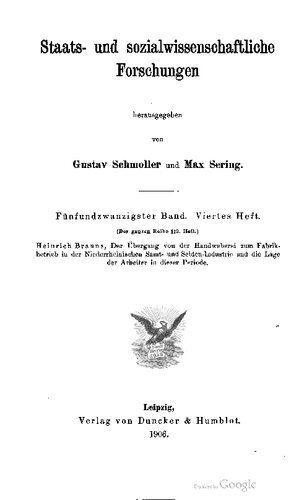 Der Übergang von der Handweberei zum Fabrikbetrieb in der Niederrheinischen Samt- und Seiden - Industrie und die Lage der Arbeiter in dieser Periode