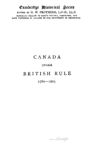 Canada under British rule 1760-1905