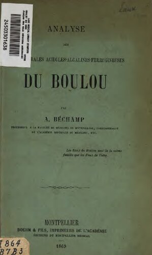 Analyse des eaux minérales acidulés-alcalines-ferrugineuses du Boulou