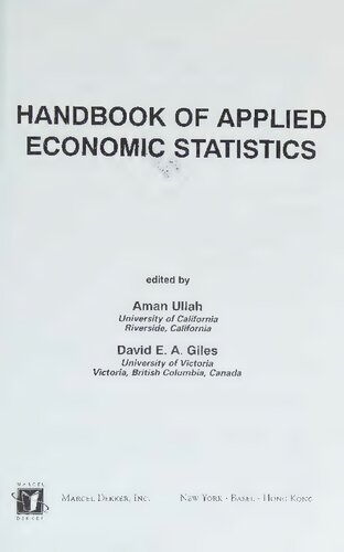 Handbook of Applied Economic Statistics