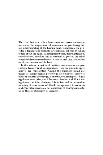 Mind and Common Sense: Philosophical Essays on Common Sense Psychology