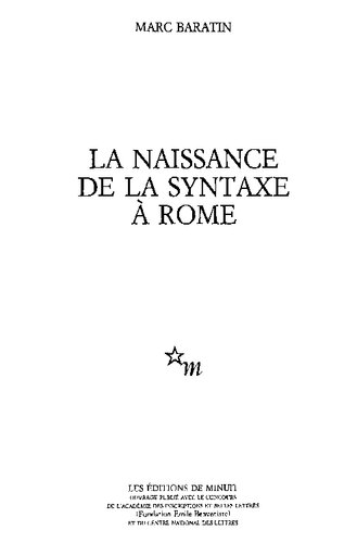 La naissance de la syntaxe à Rome