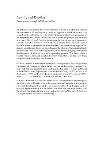 Identity and Emotion: Development Through Self-Organization (Studies in Emotion and Social Interaction)