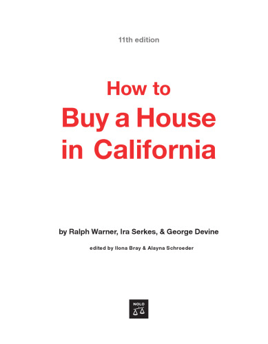 How to Buy a House in California, 11th edition