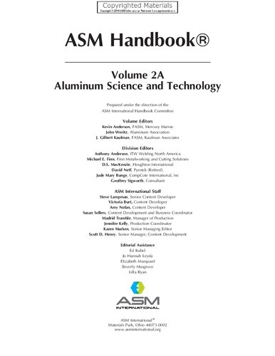 ASM Handbook, Volume 2A, Aluminum Science and Technology