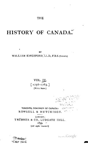 The history of Canada / 1756-1763