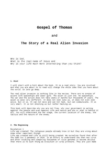 Gospel of Thomas and The Story of a Real Alien Invasion