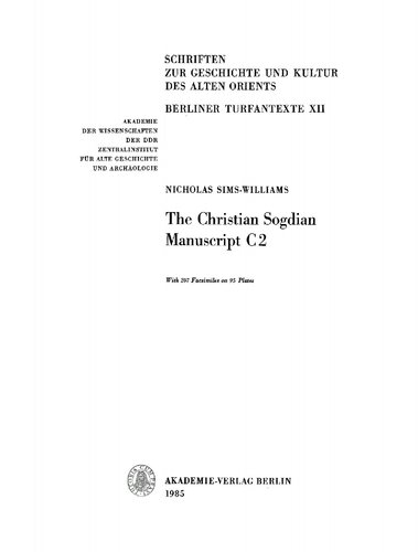 The Christian Sogdian Manuscript C2