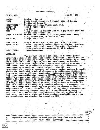 Whole-Earth Security: A Geopolitics of Peace