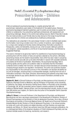 Stahl's Essential Psychopharmacology: Prescriber's Guide – Children and Adolescents