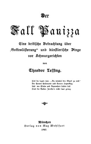 Der Fall Panizza : Eine kritische Betrachtung über 