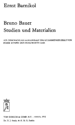 Bruno Bauer. Studien und Materialien.