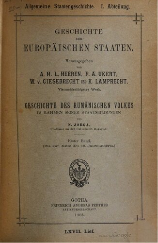 Geschichte des rumänischen Volkes im Rahmen seiner Staatsbildungen / Bis zur Mitte des Jahrhunderts