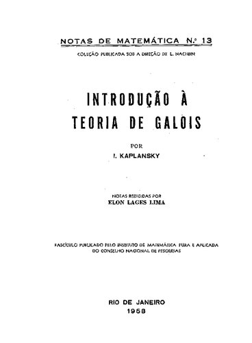INTRODUÇÃO À TEORIA DE GALOIS