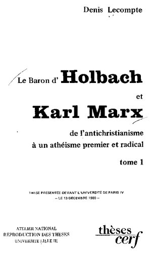 Le Baron d'Holbach et Karl Marx 1.