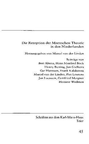 Die Rezeption der Marxschen Theorie in den Niederlanden