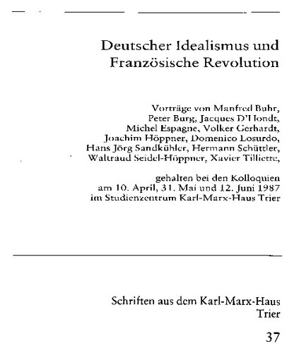 Deutscher Idealismus und Französische Revolution