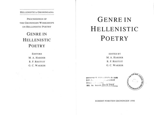 Genre in Hellenistic Poetry