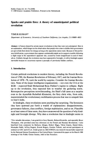 Sparks and Prairie Fires - Theory of Unanticipated Political Revolutions