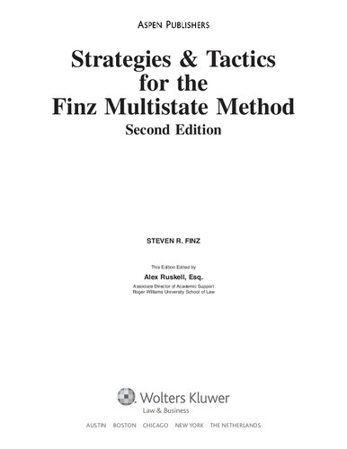 Strategies & Tactics for FINZ Multistate Method, Second Edition