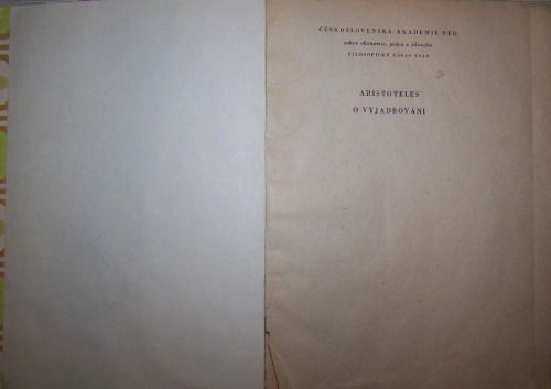 O vyjadrovani (Peri hermeneias)