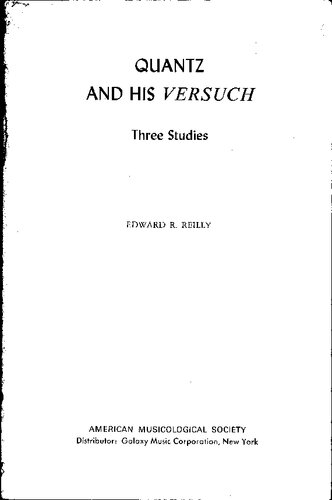 Quantz and His Versuch: Three Studies