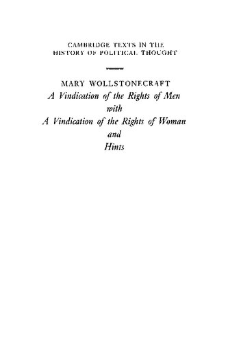 A Vindication of the Rights of Men and a Vindication of the Rights of Woman