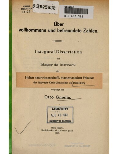 Über vollkommene und befreundete Zahlen